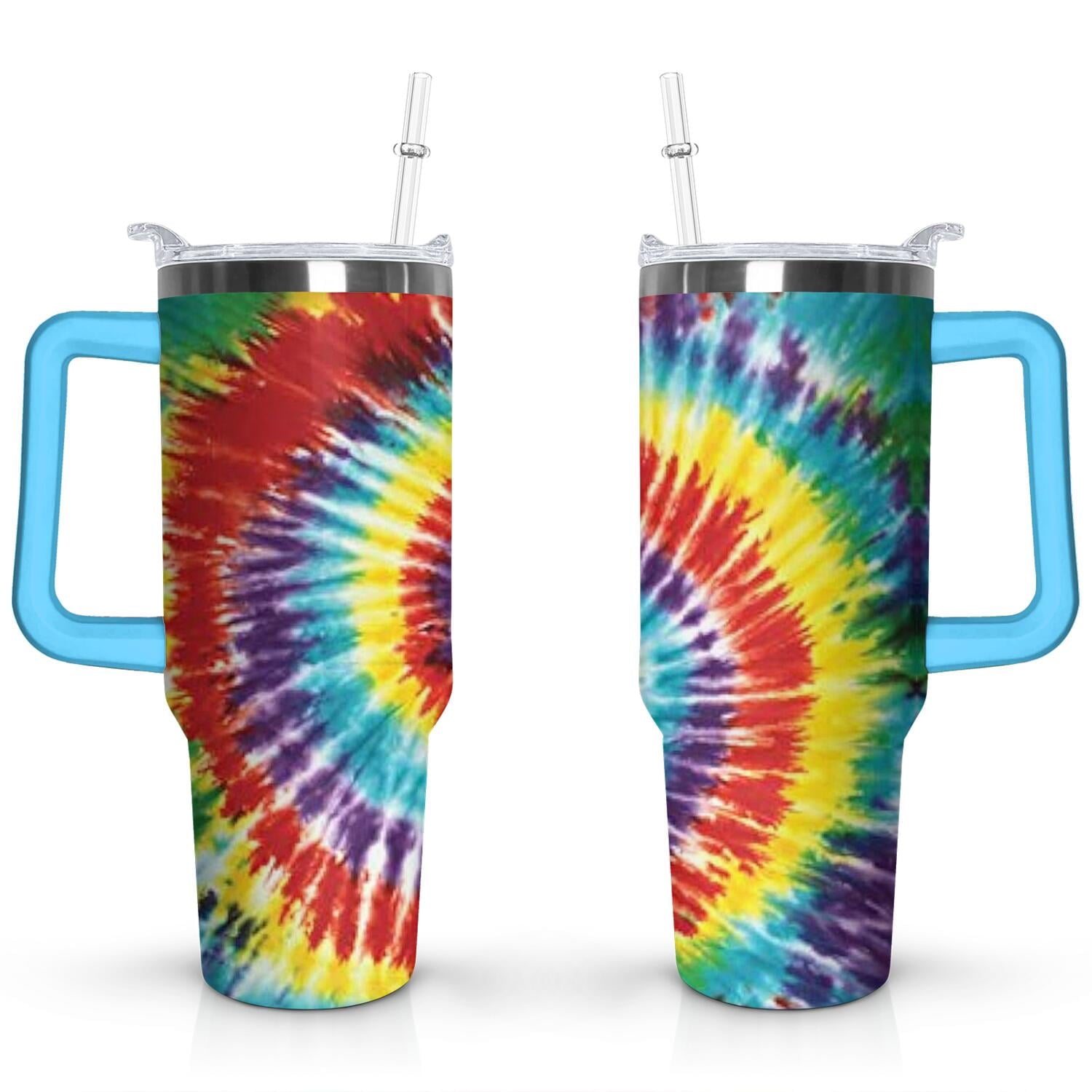 40oz Boho Tie Dye Stainless Steel Flip Straw Tumbler Spill Proof Travel Cup Double Wall Vacuum Insulated - Tumbler