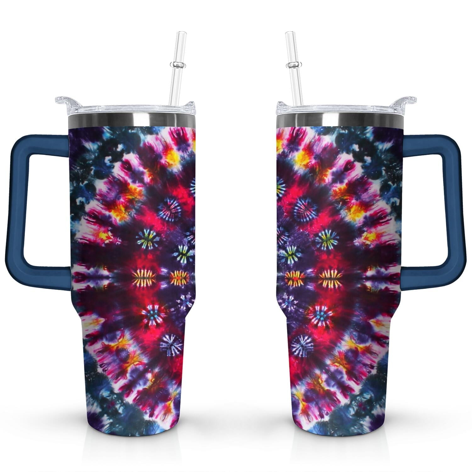 40oz Boho Tie Dye Stainless Steel Flip Straw Tumbler Spill Proof Travel Cup Double Wall Vacuum Insulated - Tumbler
