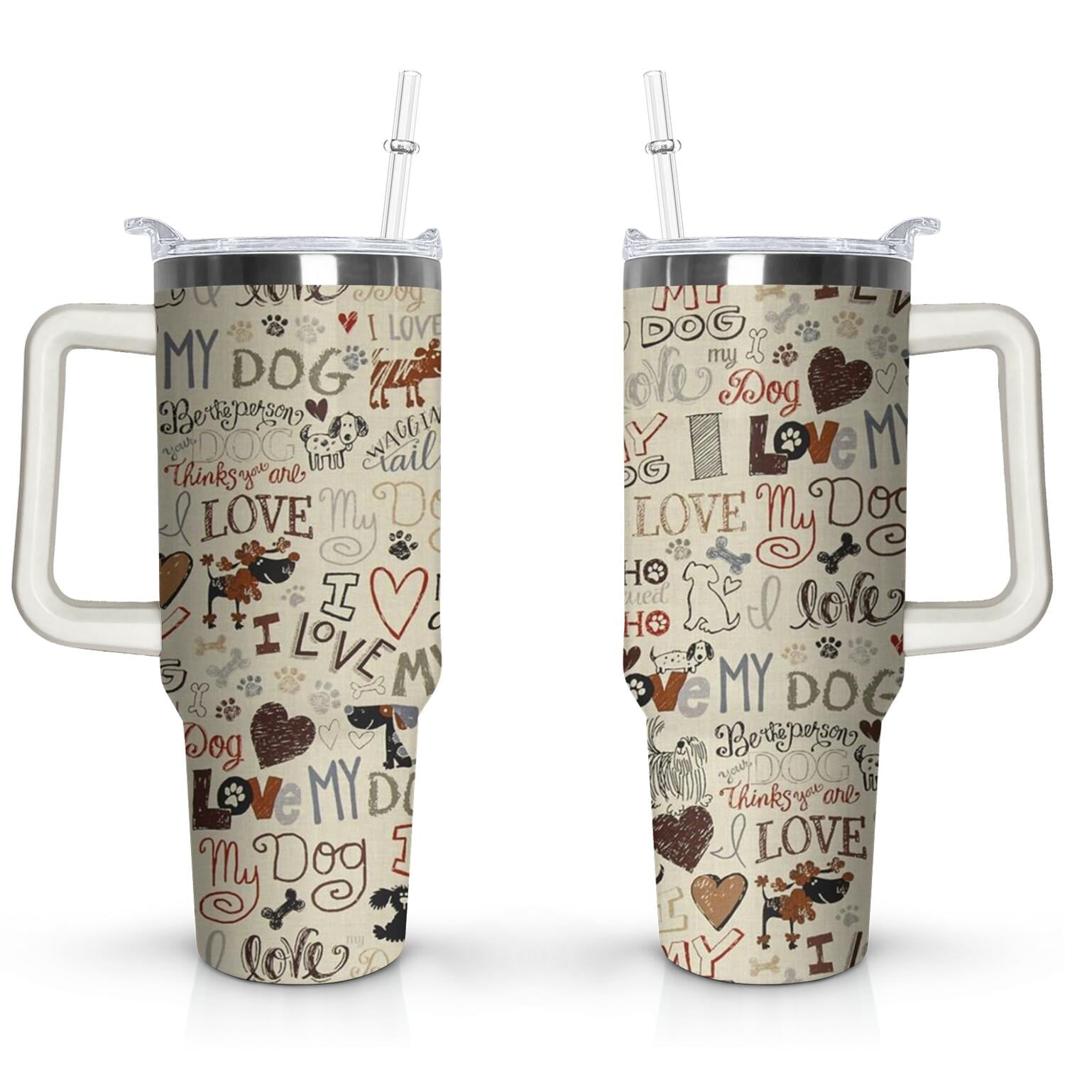 Gift for Dog Lovers Cute Dog Tumbler for Women - 40oz Dog Tumblers with Handle Straw and - Tumbler