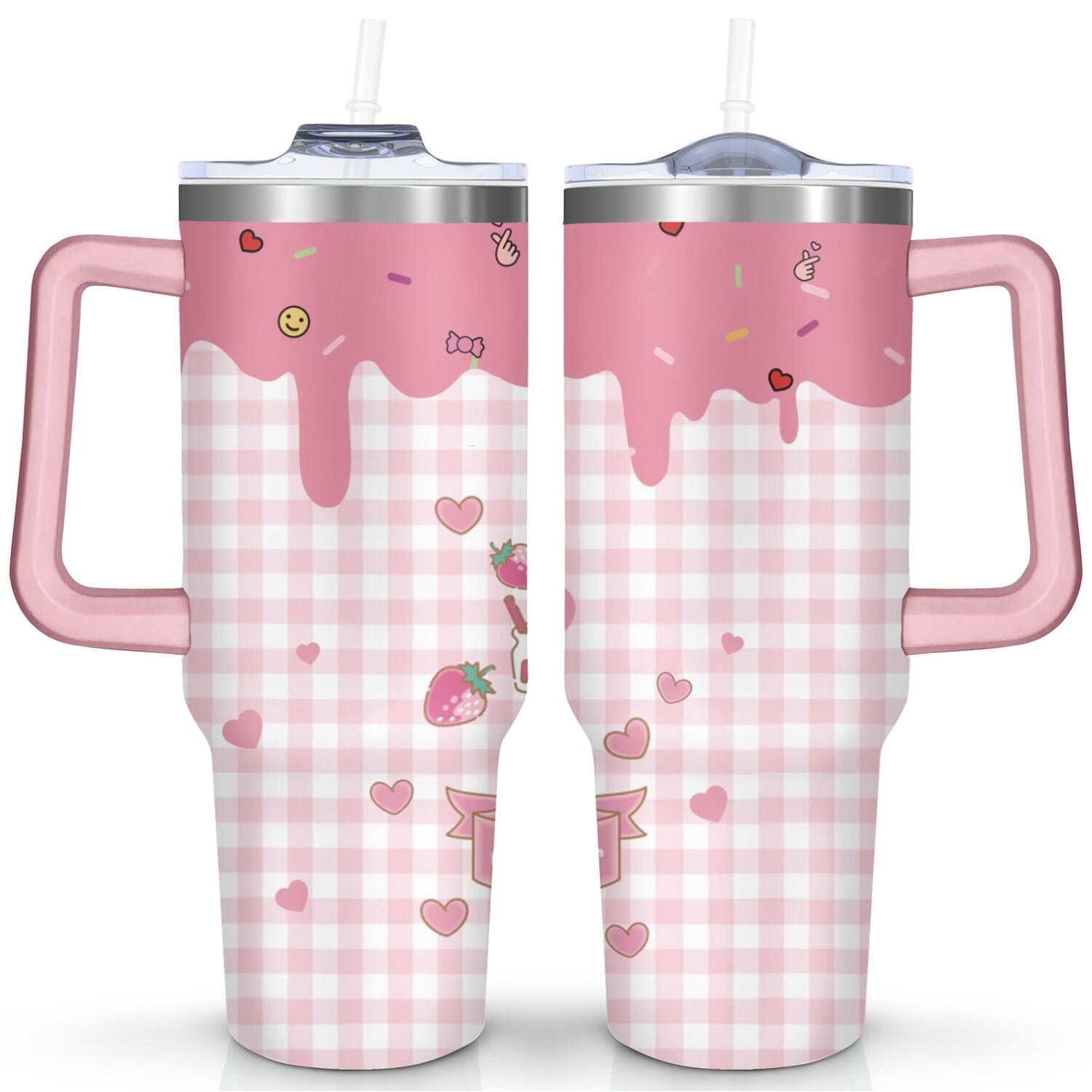 40oz Hello Kawaii Cat Cute Stainless Steel Tumbler with Lid and Straw,Spill Proof Travel Cup Double Wall - Tumbler