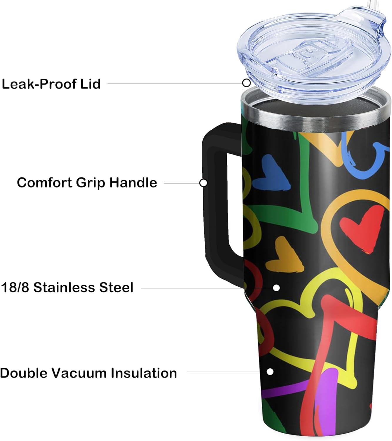 40oz Easter Bunny Tumbler with Handle and Straw, Rabbit Stainless Steel Travel Mug Water Bottle, Vacuum Insulated - Tumbler