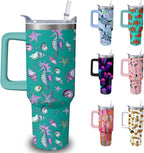 40oz Cute Highland Cow Tumbler with Handle and Straw, Animal Lovers Gifts for Women, Cattle Stainless Steel - Tumbler