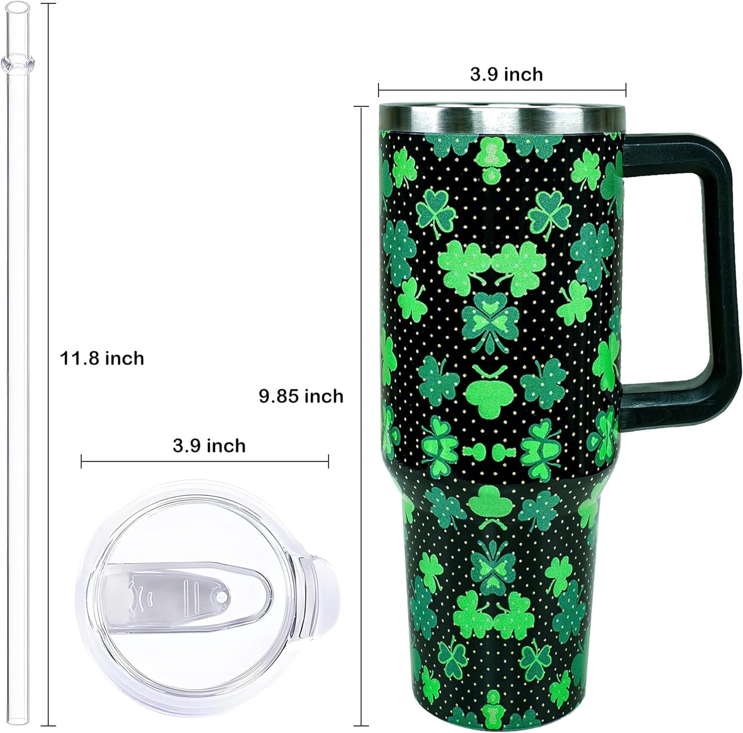 40oz Easter Bunny Tumbler with Handle and Straw, Rabbit Stainless Steel Travel Mug Water Bottle, Vacuum Insulated - Tumbler