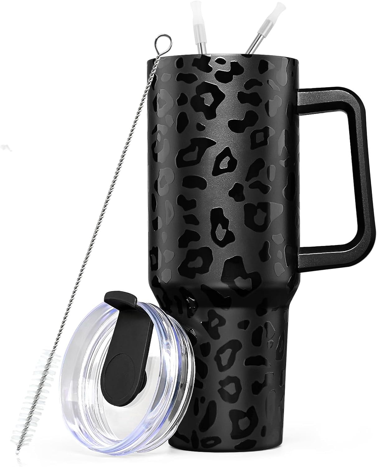 40oz Tumbler with Handle, Stainless Steel Insulated Travel Tumbler with Lid and Straw, Double Wall Vacuum Insulated - Tumbler