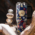 40oz Tumbler with Handle and Straw Lid | Vacuum Insulated Leak Proof Tumbler | Stainless Steel Travel Mug Water Bottle Cup Keeps Cold & Hot | Terrazzo - Tumbler