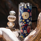 40oz Tumbler with Handle and Straw Lid | Vacuum Insulated Leak Proof Tumbler | Stainless Steel Travel Mug Water Bottle Cup Keeps Cold & Hot | Terrazzo - Tumbler