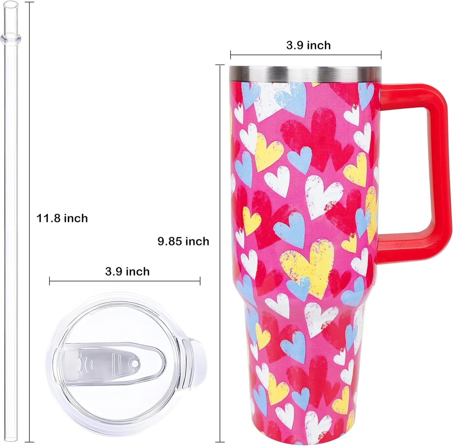 40oz Easter Bunny Tumbler with Handle and Straw, Rabbit Stainless Steel Travel Mug Water Bottle, Vacuum Insulated - Tumbler