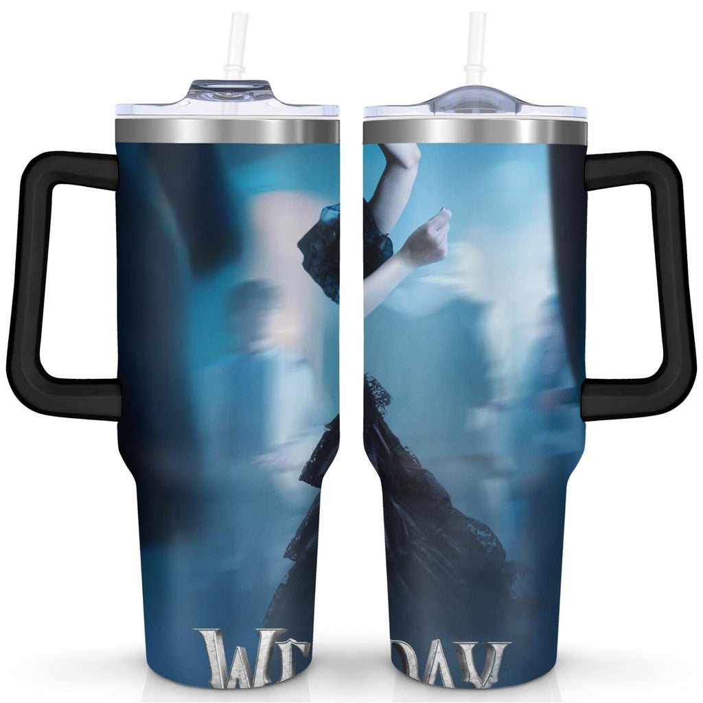 40oz Wednesday Girl Stainless Steel Tumbler with Lid and Straw,Wednesday Stuff Merchandise Spill Proof Travel Cup Double - Tumbler