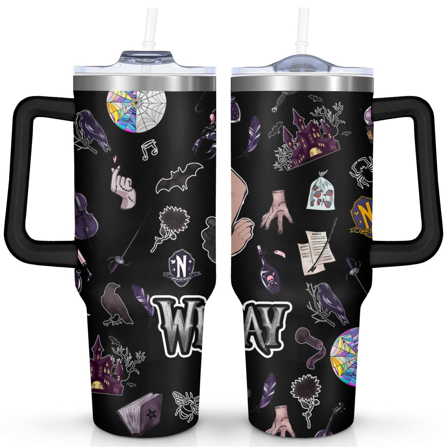 40oz Wednesday Girl Stainless Steel Tumbler with Lid and Straw,Wednesday Stuff Merchandise Spill Proof Travel Cup Double - Tumbler