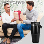 WarmH 20 oz Tumbler with Handle,Insulated Tumbler with Lid and Flip Straw Leak Proof Double Wall Stainless Steel Vacuum Travel Coffee Mug Insulated Water Bottle Thermal Cup, Cupholder Friendly, Black
