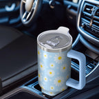 1pc daisy 40oz Tumbler with Straw & Handle - Insulated Stainless Steel Cup | Holiday Gift for Man Women (Christmas, Valentine's, Birthday)