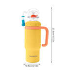 Stainless Steel Whale Fountain Tumbler, 24oz Insulated Whale Water Bottle with Handle， Two Lids, Spill-Proof, Dishwasher Safe, Cute & Perfect for Kids, Teens, and Adults