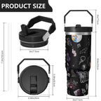 30oz Wednesday Girl Stainless Steel Tumbler with Lid and Straw,Wednesday Stuff Merchandise Spill Proof Travel Cup Double Wall Vacuum Insulated Coffee Mug with Top Handle Black