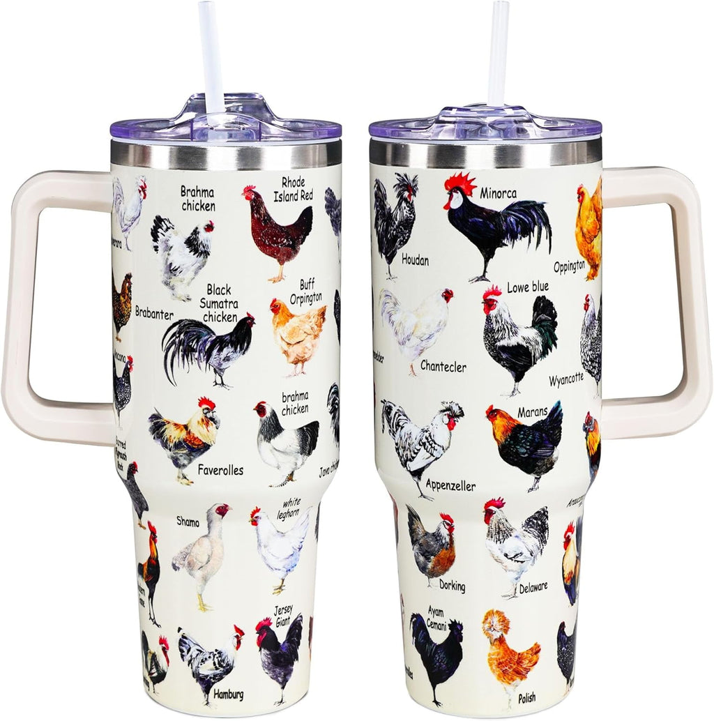 Chicken Tumbler Cup 40 OZ, Chicken Gifts For Chicken Lovers, Chicken Mom Gifts, Funny Chicken Gifts for - Tumbler