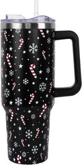 Christmas Tumbler with Handle and Straw Lid 40 oz,Cute Christmas Gifts for Women Gingerbread Candy Cane Vacuum Insulated Leak Proof Tumbler,Winter Holiday Accessories Stainless Steel Coffee Cup Mug - Tumbler