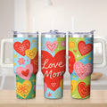 Colorful Heart Love Mom Stainless Steel Tumbler, 30oz - Tumbler