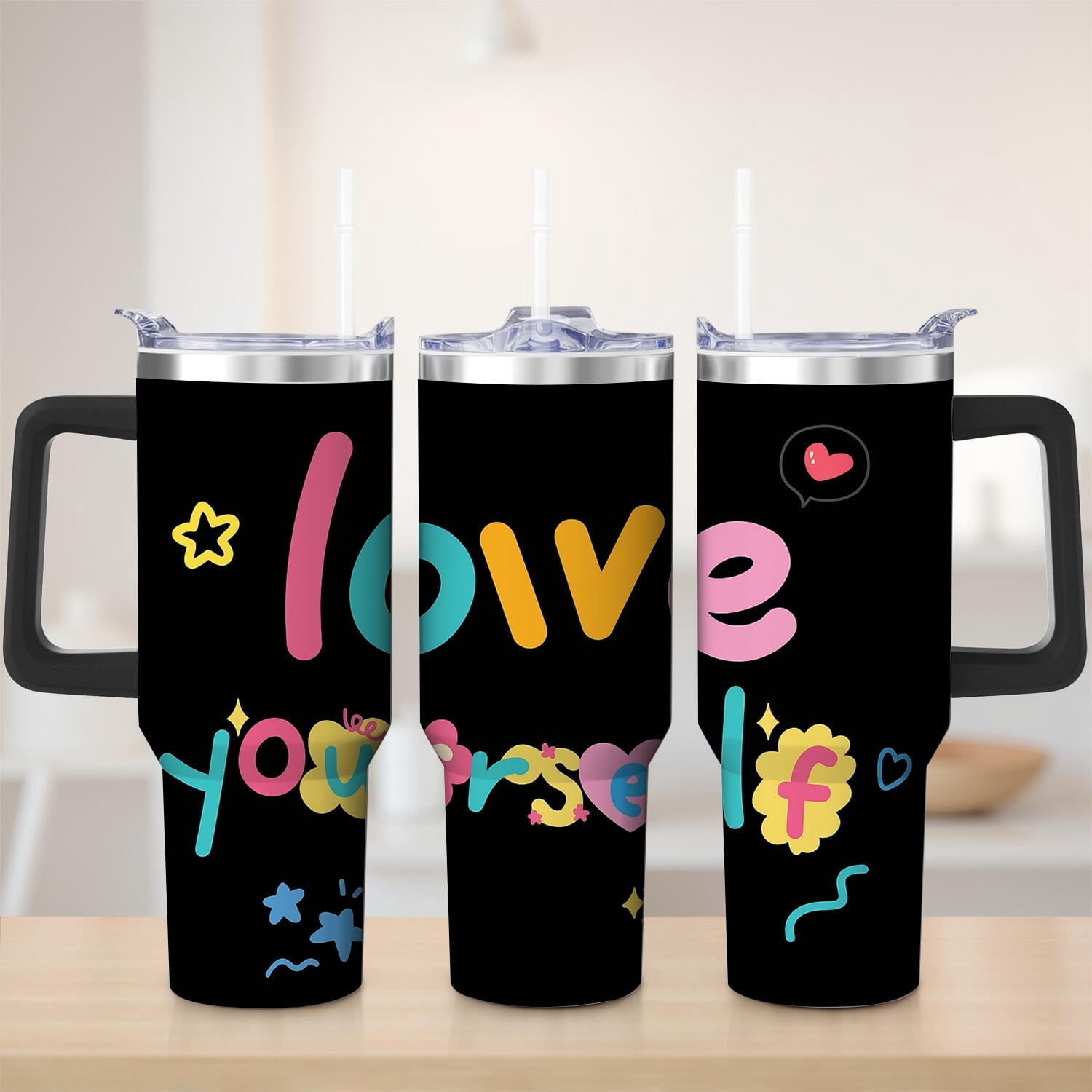 Colorful Love Yourself Stainless Steel Tumbler, 30oz - Tumbler