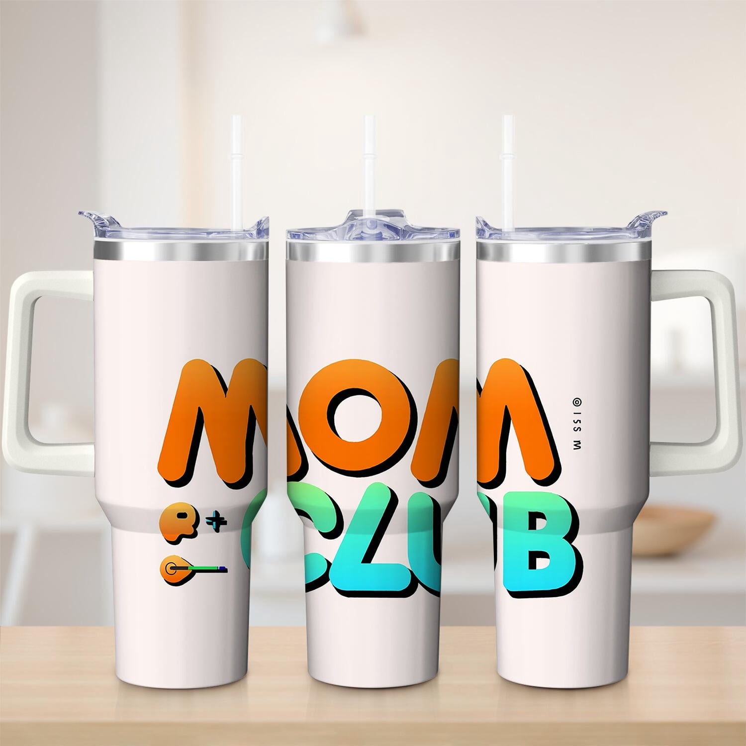 Colorful MOM CLUB Stainless Steel Tumbler, 30oz - Tumbler