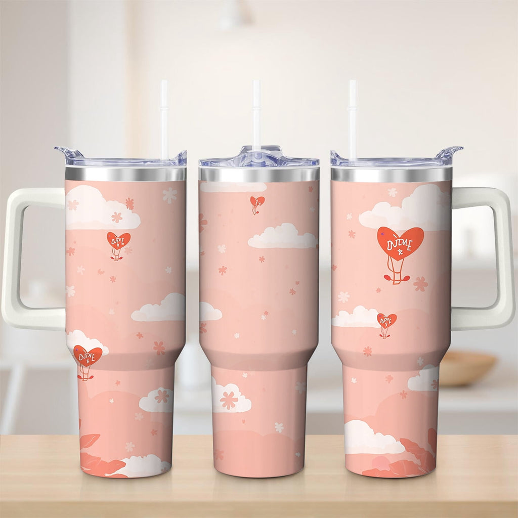 Cute Cloud and Heart Design Stainless Steel Tumbler, 30oz - Tumbler