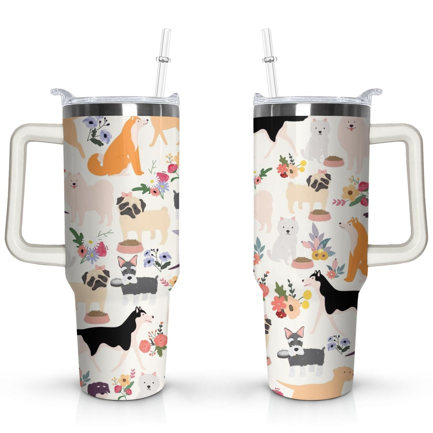 Gift for Dog Lovers Cute Dog Tumbler for Women - 40oz Dog Tumblers with Handle Straw and - Tumbler