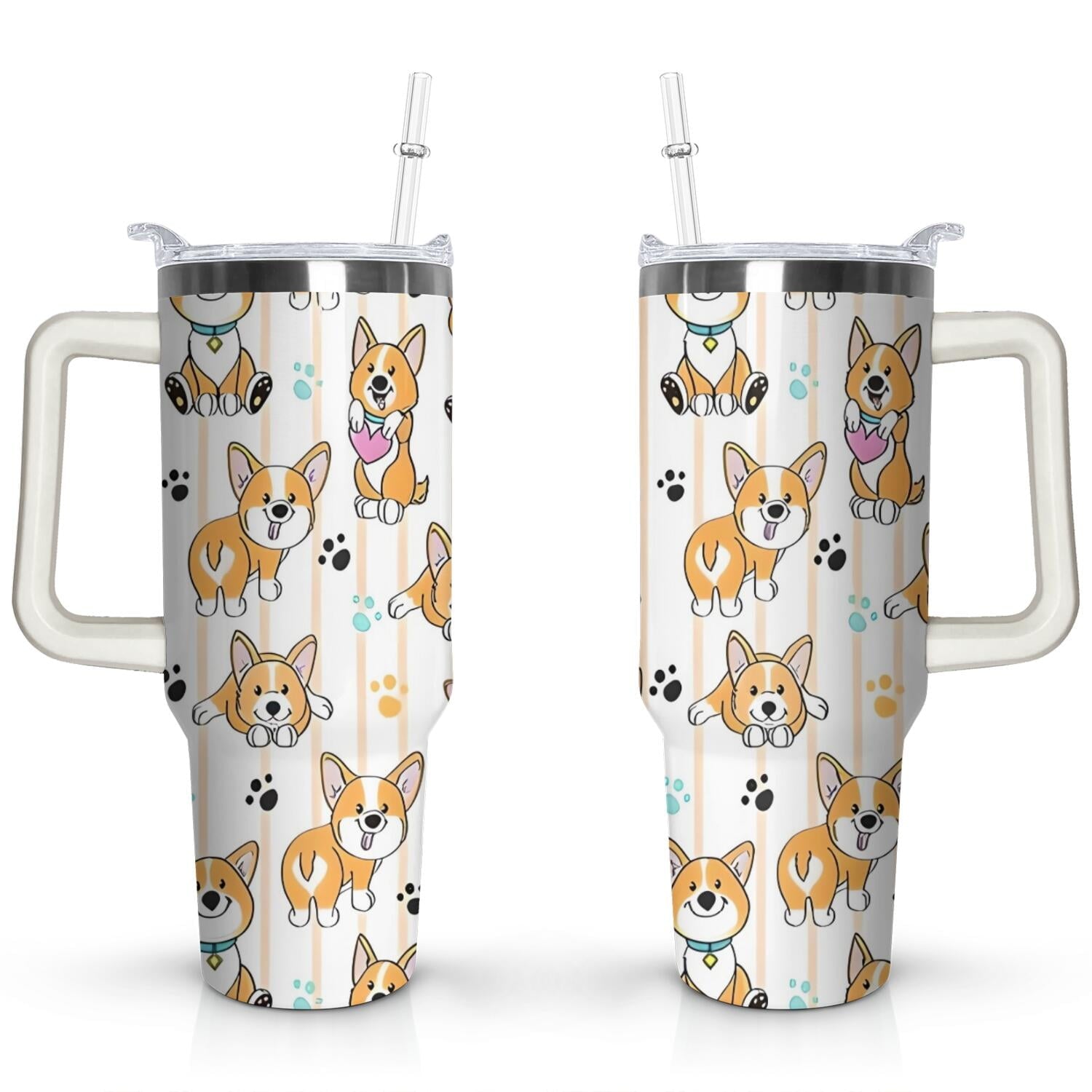 Gift for Dog Lovers Cute Dog Tumbler for Women - 40oz Dog Tumblers with Handle Straw and - Tumbler