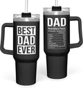 Best Dad Ever Tumbler with Handle 40oz Stainless Steel Insulated - Dad Gifts for Dad from Daughter Son - Coffee Tumbler for Dad Father''s Day Birthday Christmas Cup Gift Set with Lid & Straw - Tumbler