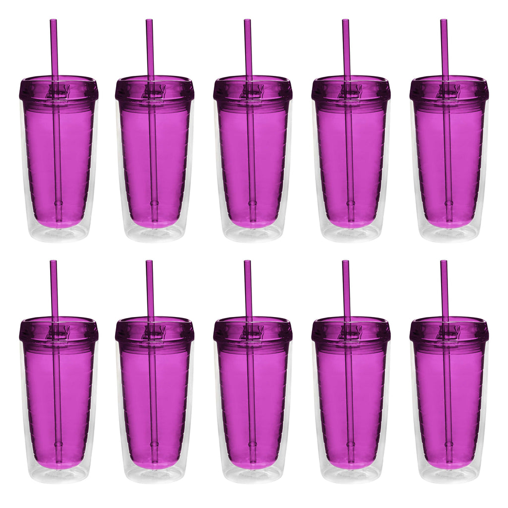 Double Wall Acrylic Tumblers 16 oz. Set of 10, Bulk Pack - BPA Free, Perfect for Iced - Tumbler