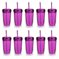 Double Wall Acrylic Tumblers 16 oz. Set of 10, Bulk Pack - BPA Free, Perfect for Iced Coffee, Soda, Other Hot & Cold Beverages - Blue - Tumbler