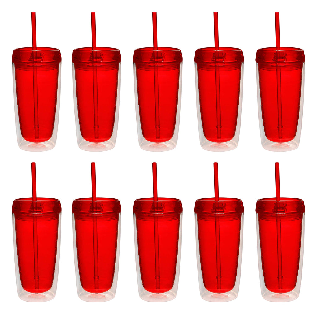 Double Wall Acrylic Tumblers 16 oz. Set of 10, Bulk Pack - BPA Free, Perfect for Iced Coffee, Soda, Other Hot & Cold Beverages - Blue - Tumbler