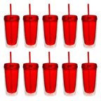 Double Wall Acrylic Tumblers 16 oz. Set of 10, Bulk Pack - BPA Free, Perfect for Iced Coffee, Soda, Other Hot & Cold Beverages - Blue - Tumbler
