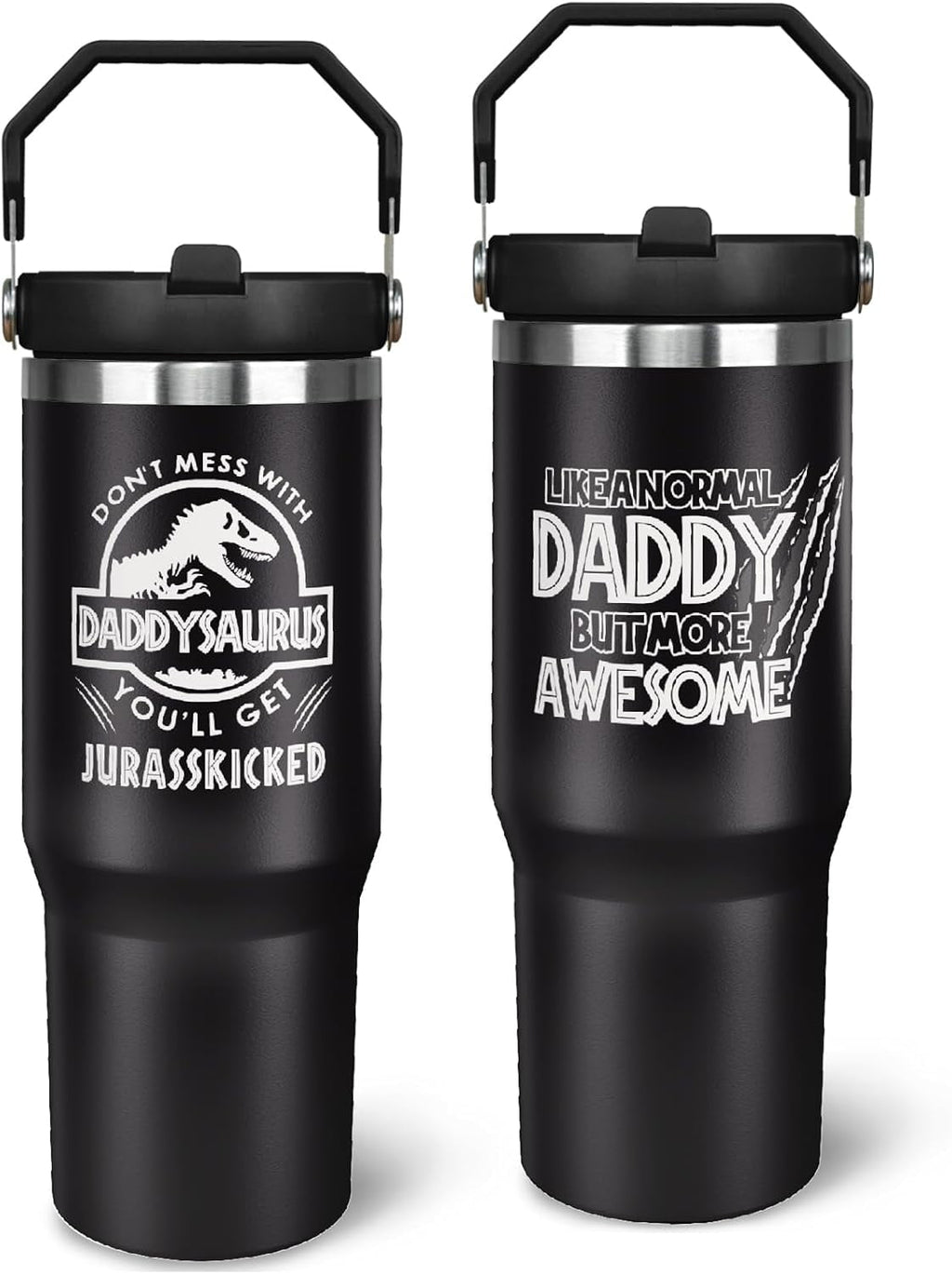 Father''s Day Gifts for Dad 30oz Tumbler with Handle and Straw Vacuum Insulated Water Bottle Stainless Steel, Leak Proof Travel Mug Proud Papa Cup for Men Birthday Christmas Gift from Daughter Son
