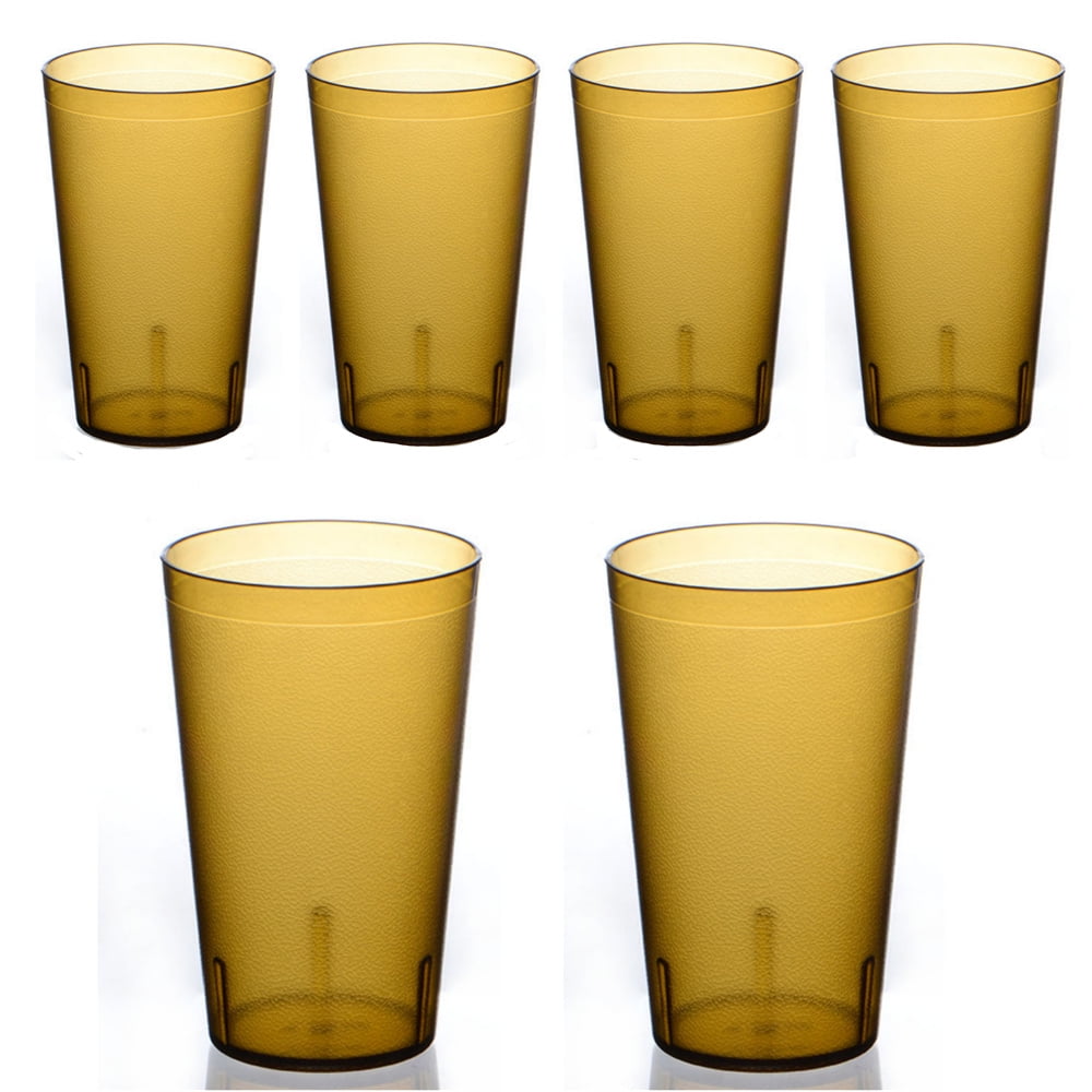 Clear Frosted Drinking Glasses,Reusable Drinking Cups, Large Capacity Beverages Cups,Amber Cold Drink Cups,Unbreakable Plastic Tumbler,for Birthday Party - Tumbler