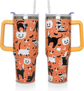40 Oz Tumbler with Handle and Straw, Cute Stainless Steel Double Walled Vacuum Insulated Cup, Holiday Gifts - Tumbler