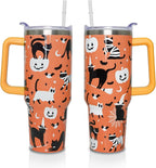 40 Oz Tumbler with Handle and Straw, Cute Stainless Steel Double Walled Vacuum Insulated Cup, Holiday Gifts for Women Girls - Tumbler