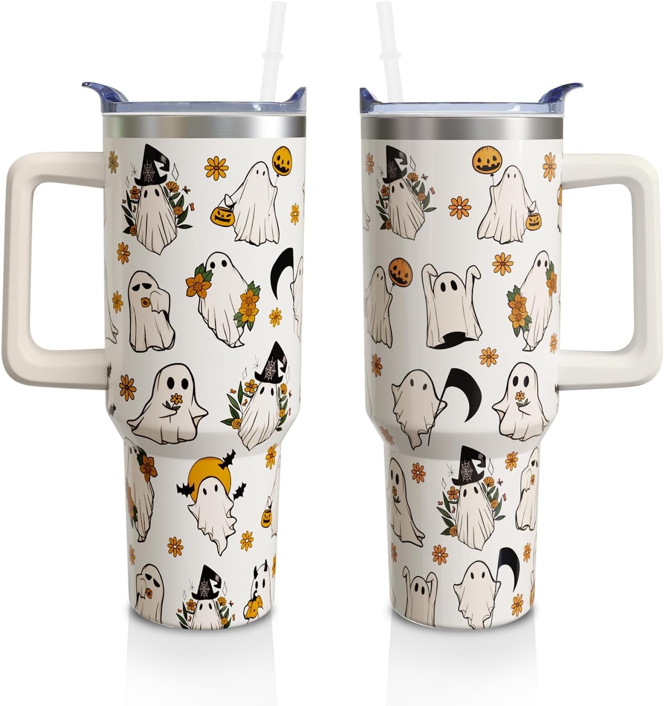 40 Oz Tumbler with Handle and Straw, Cute Stainless Steel Double Walled Vacuum Insulated Cup, Holiday Gifts for Women Girls - Tumbler