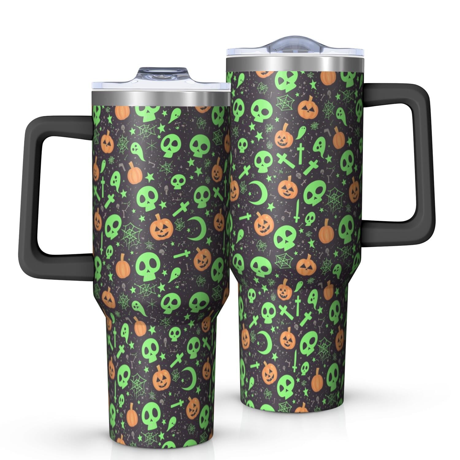 Halloween Style Mega Mug 40oz – Stainless Steel Insulated Tumbler with Handle and Straw, Large Capacity Travel - Tumbler