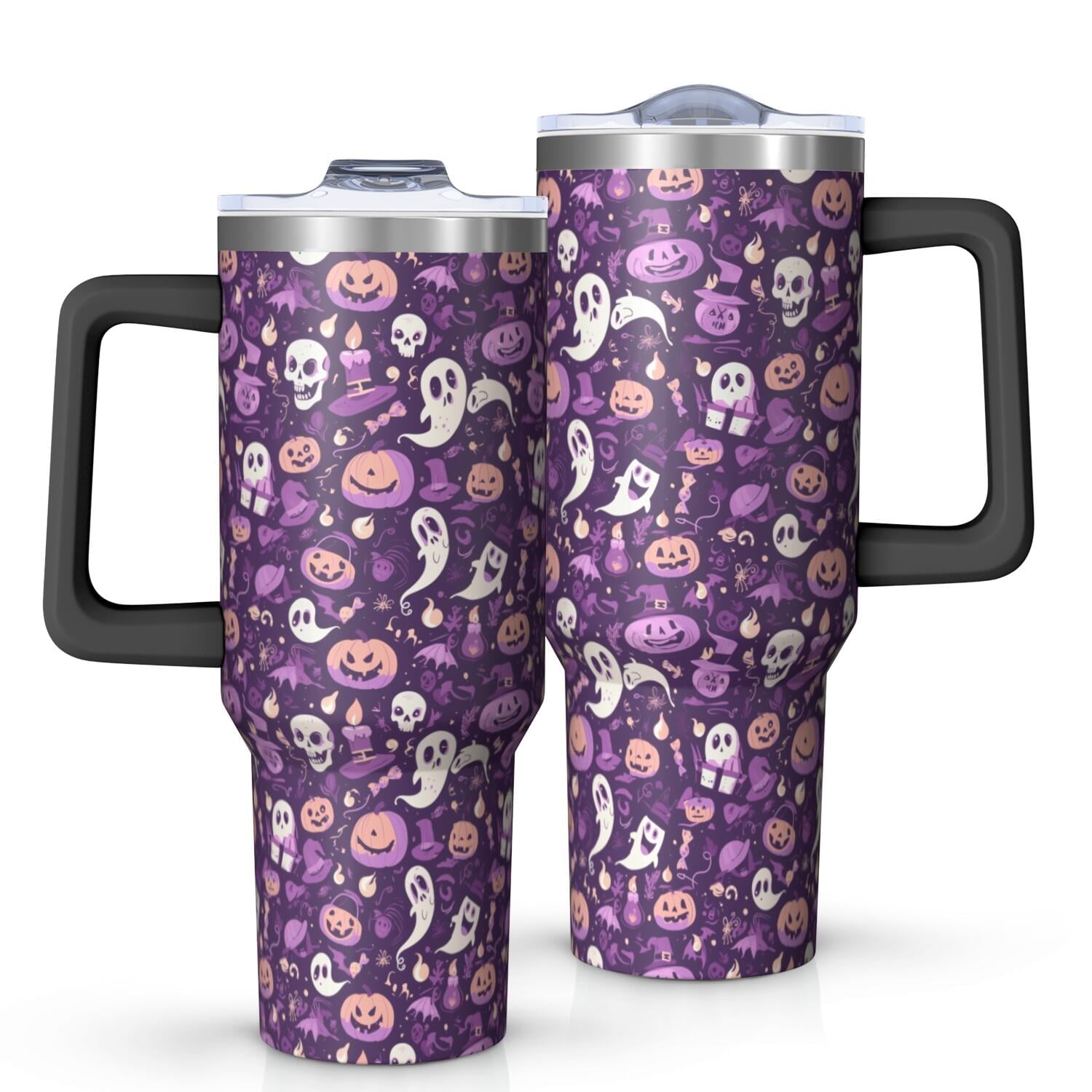 Halloween Style Mega Mug 40oz – Stainless Steel Insulated Tumbler with Handle and Straw, Large Capacity Travel - Tumbler