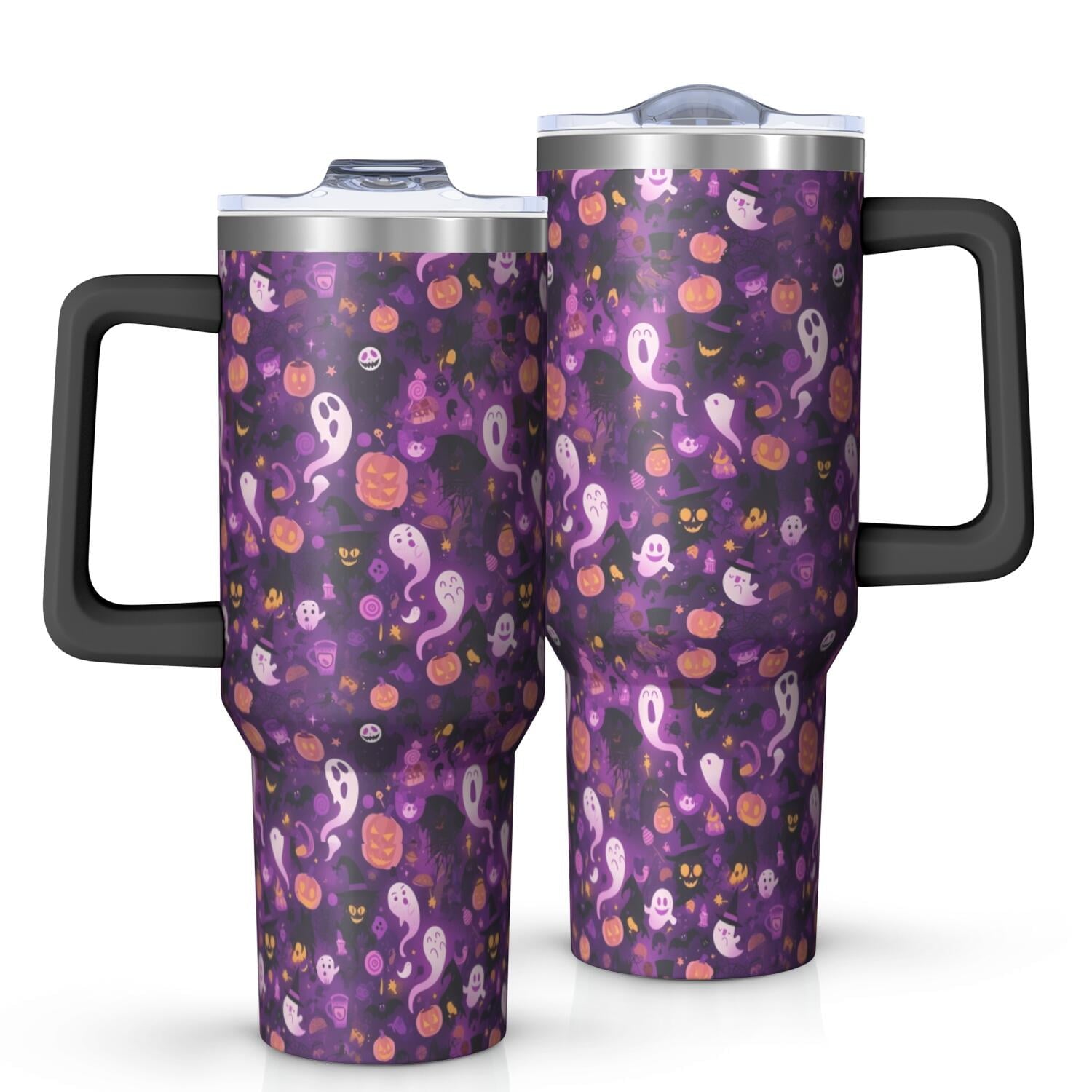 Halloween Style Mega Mug 40oz – Stainless Steel Insulated Tumbler with Handle and Straw, Large Capacity Travel - Tumbler