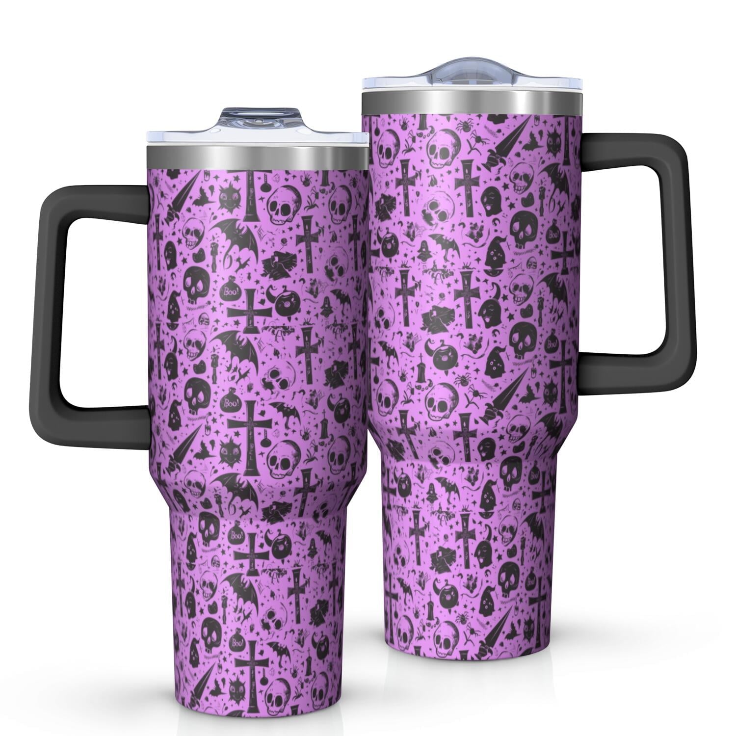 Halloween Style Mega Mug 40oz – Stainless Steel Insulated Tumbler with Handle and Straw, Large Capacity Travel - Tumbler