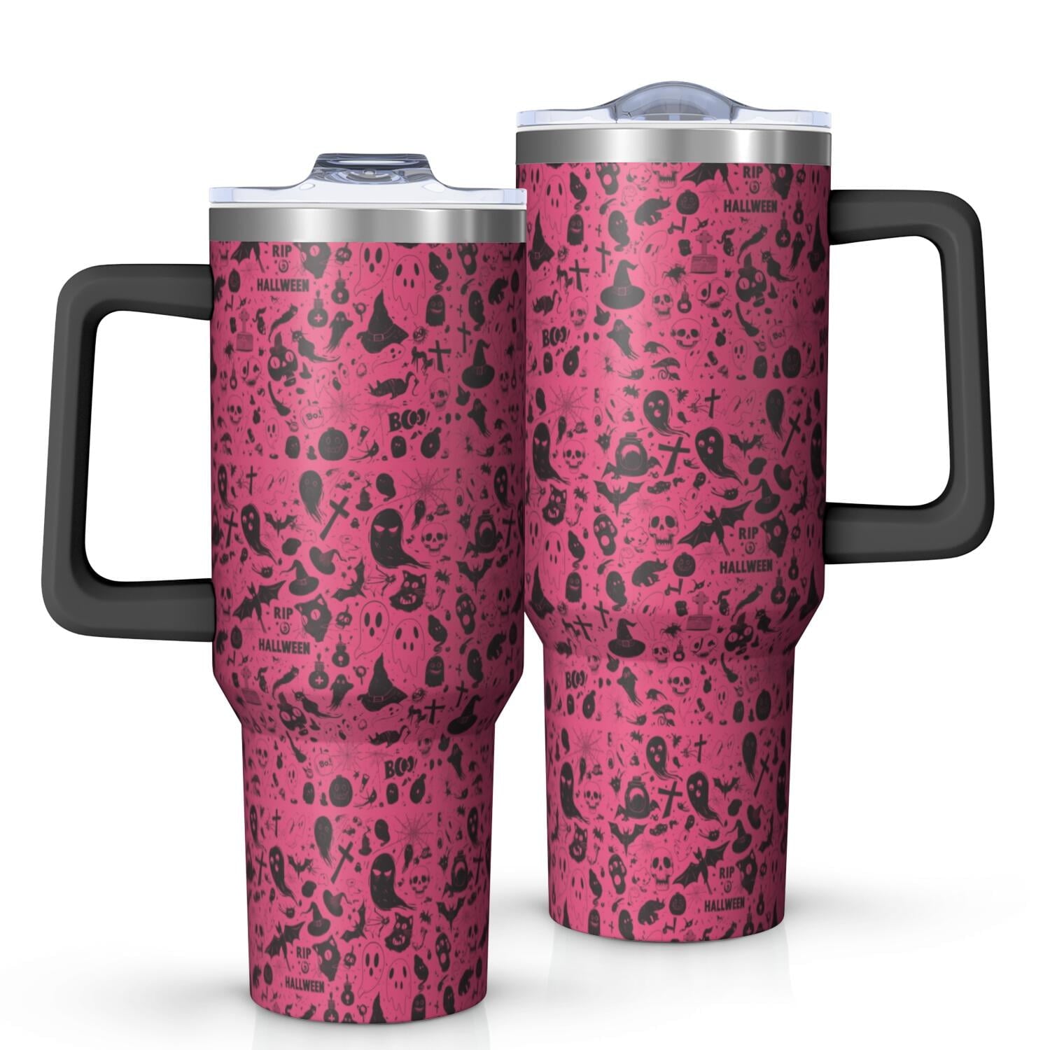 Halloween Style Mega Mug 40oz – Stainless Steel Insulated Tumbler with Handle and Straw, Large Capacity Travel - Tumbler