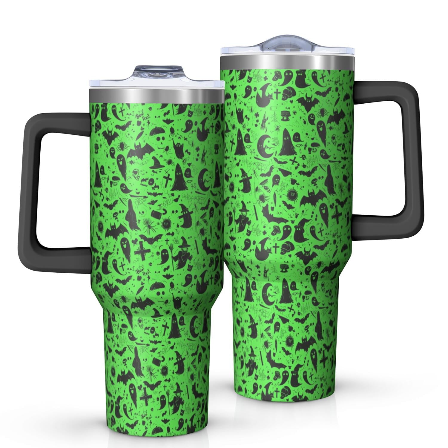 Halloween Style Mega Mug 40oz – Stainless Steel Insulated Tumbler with Handle and Straw, Large Capacity Travel - Tumbler