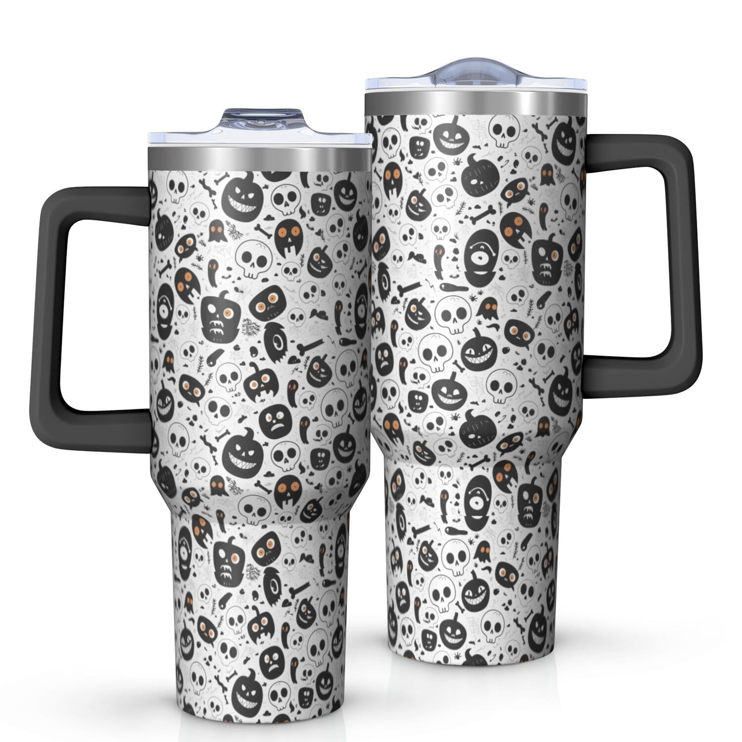Halloween Style Mega Mug 40oz – Stainless Steel Insulated Tumbler with Handle and Straw, Large Capacity Travel - Tumbler