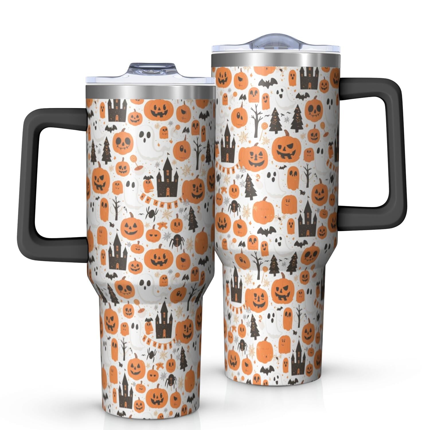 Halloween Style Mega Mug 40oz – Stainless Steel Insulated Tumbler with Handle and Straw, Large Capacity Travel - Tumbler