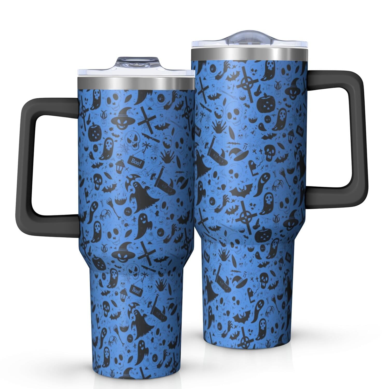 Halloween Style Mega Mug 40oz – Stainless Steel Insulated Tumbler with Handle and Straw, Large Capacity Travel - Tumbler