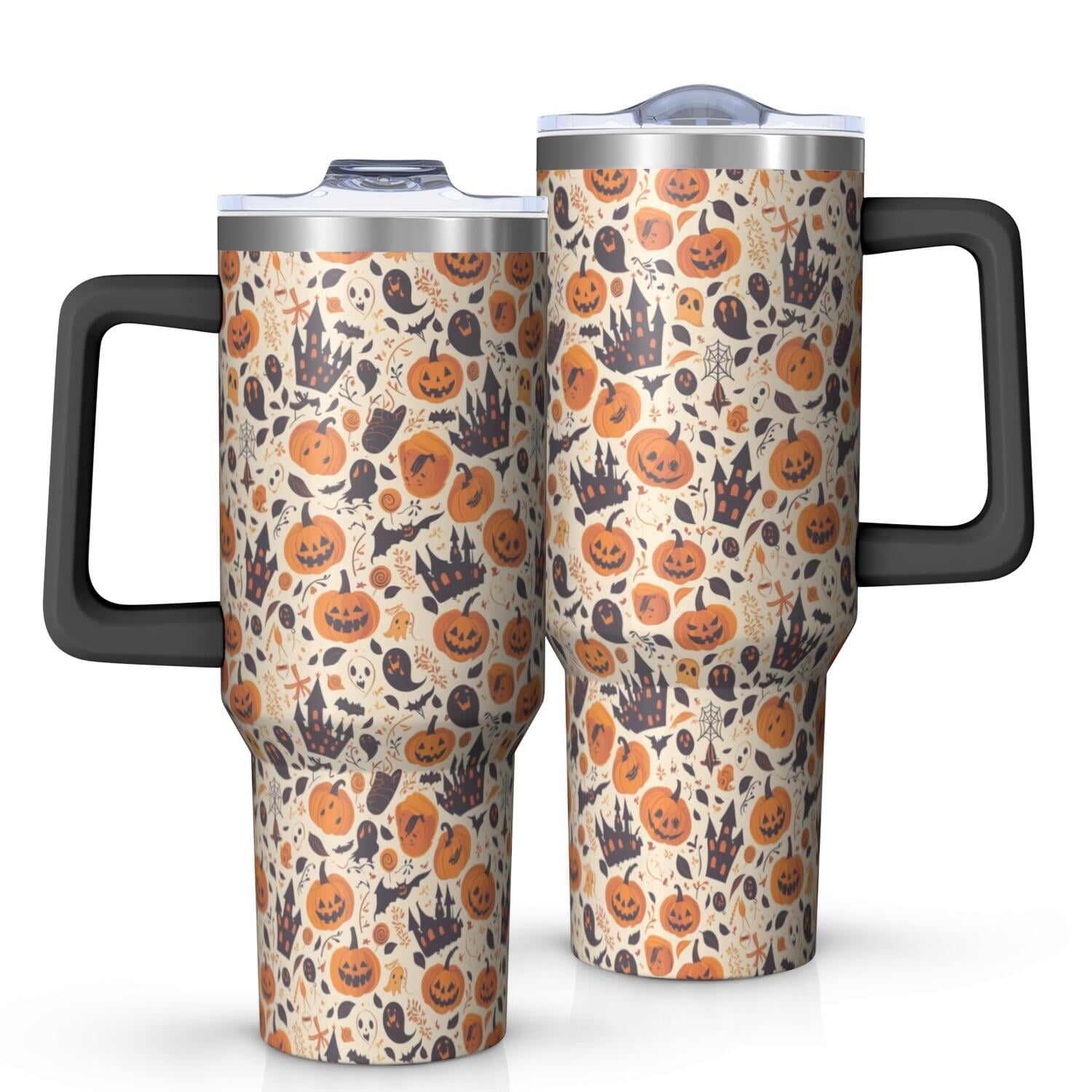 Halloween Style Mega Mug 40oz – Stainless Steel Insulated Tumbler with Handle and Straw, Large Capacity Travel - Tumbler