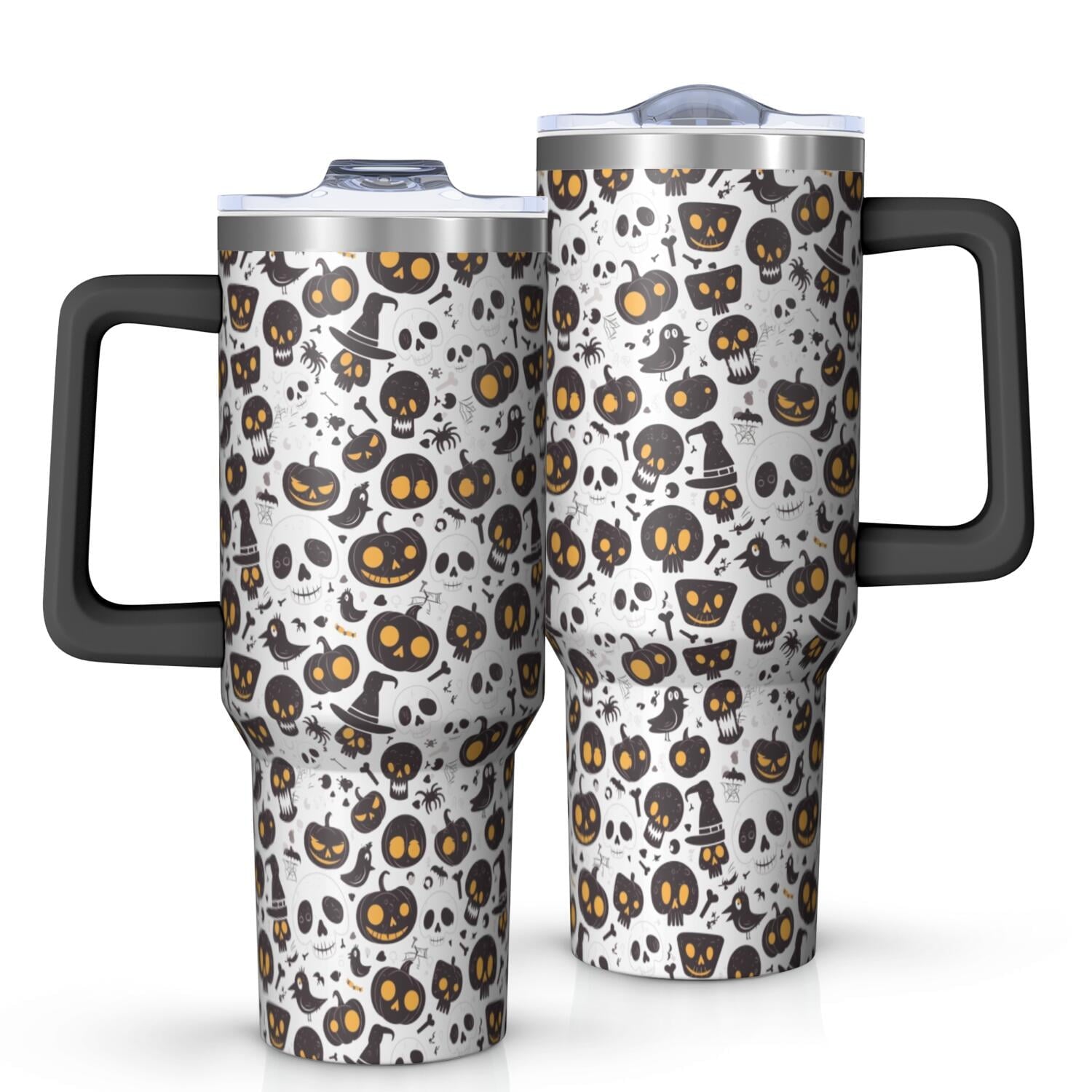 Halloween Style Mega Mug 40oz – Stainless Steel Insulated Tumbler with Handle and Straw, Large Capacity Travel - Tumbler