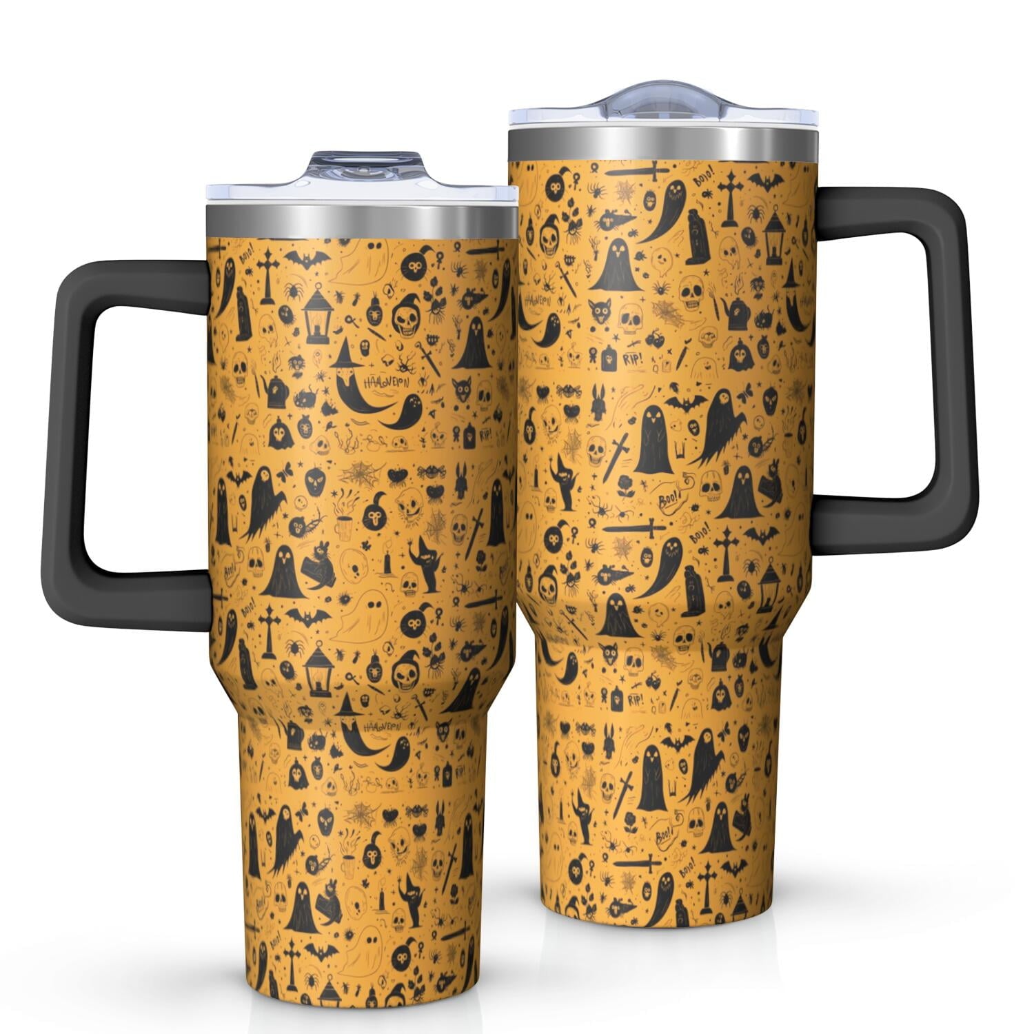 Halloween Style Mega Mug 40oz – Stainless Steel Insulated Tumbler with Handle and Straw, Large Capacity Travel - Tumbler