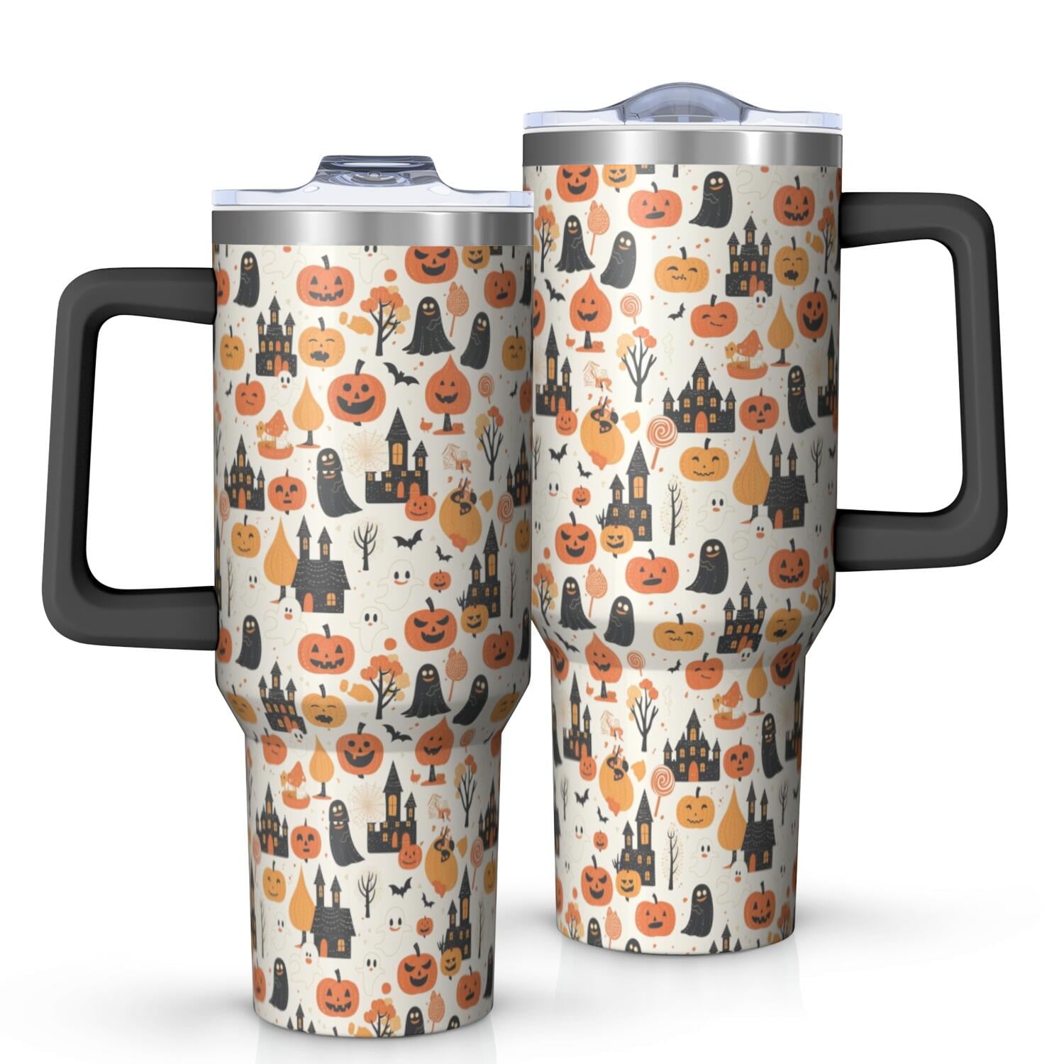 Halloween Style Mega Mug 40oz – Stainless Steel Insulated Tumbler with Handle and Straw, Large Capacity Travel - Tumbler