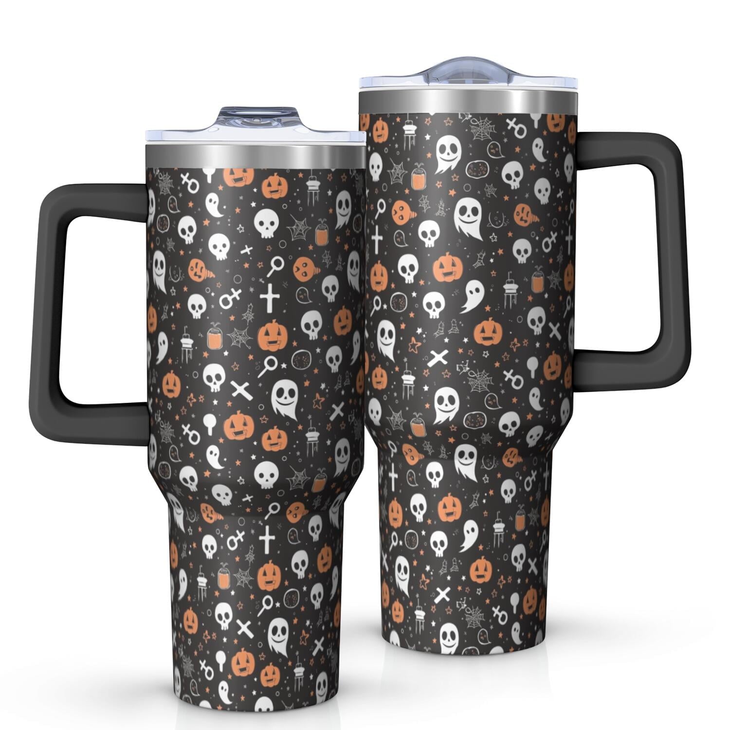 Halloween Style Mega Mug 40oz – Stainless Steel Insulated Tumbler with Handle and Straw, Large Capacity Travel - Tumbler