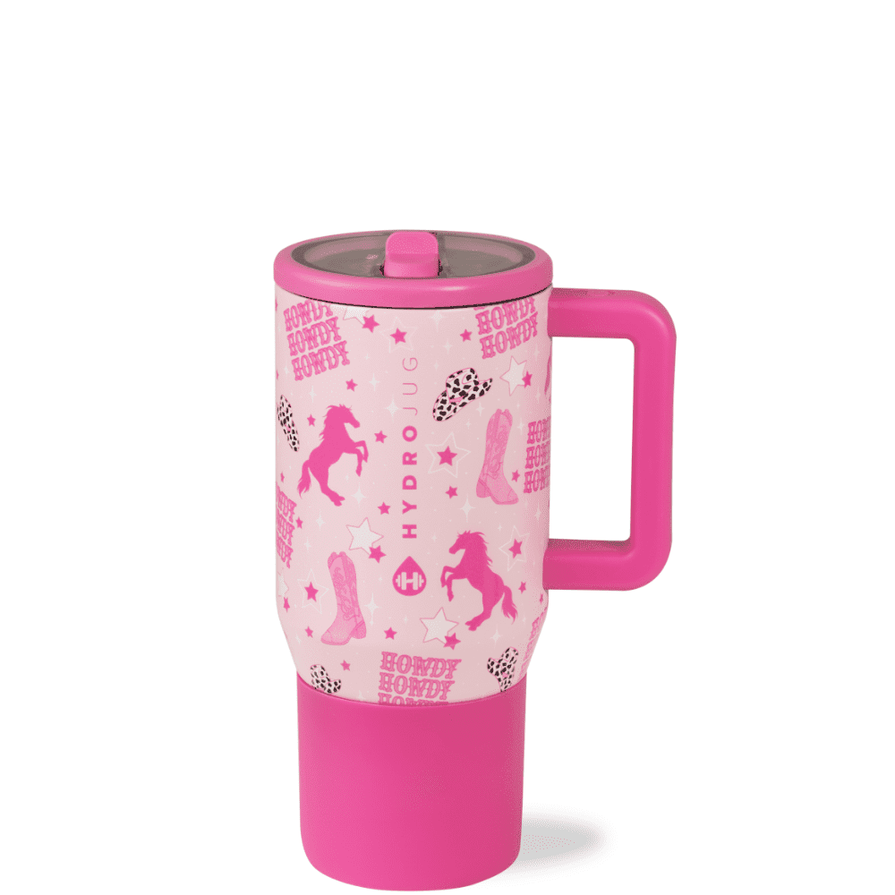 HydroJug Traveler 20 oz Water Bottle, Stainless Steel Insulated Tumbler with Flip Straw and Handle - Pink - Tumbler